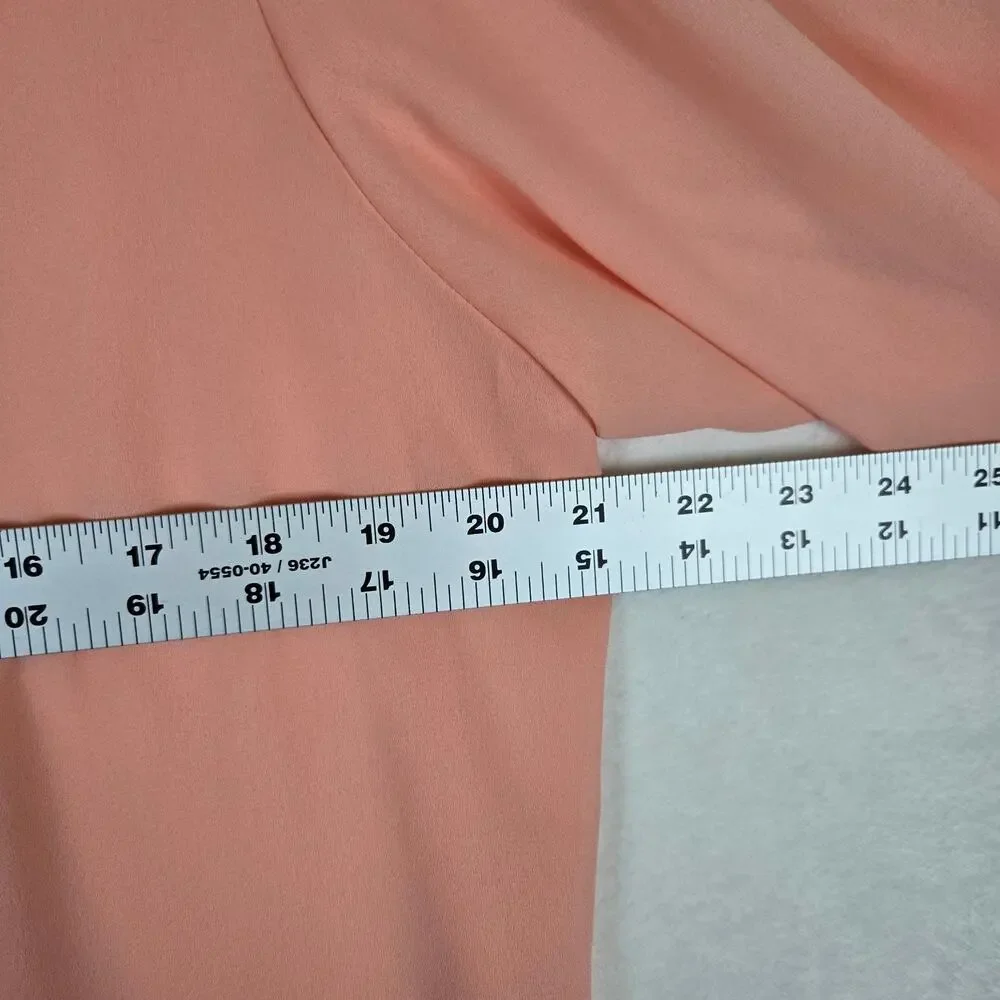 Diane Von Furstenberg Peach Blouse Womens Size 12 Top Flowy Button Up 0839 - Picture 6 of 8